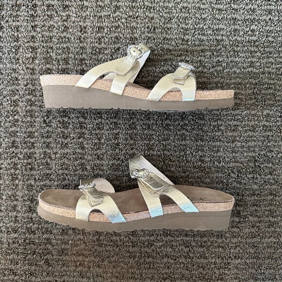 Naot Kate Slide Sandal in Radiant Gold with Rhinestone Buckles / Size 39 (US 8) - Picture 1 of 8